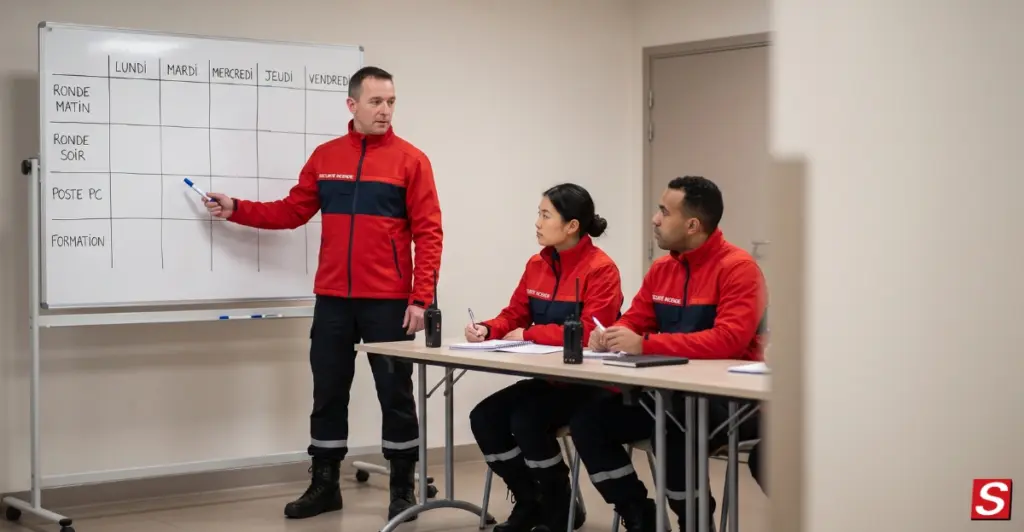 Chef de sécurité incendie qui établie le programme de la semaine.