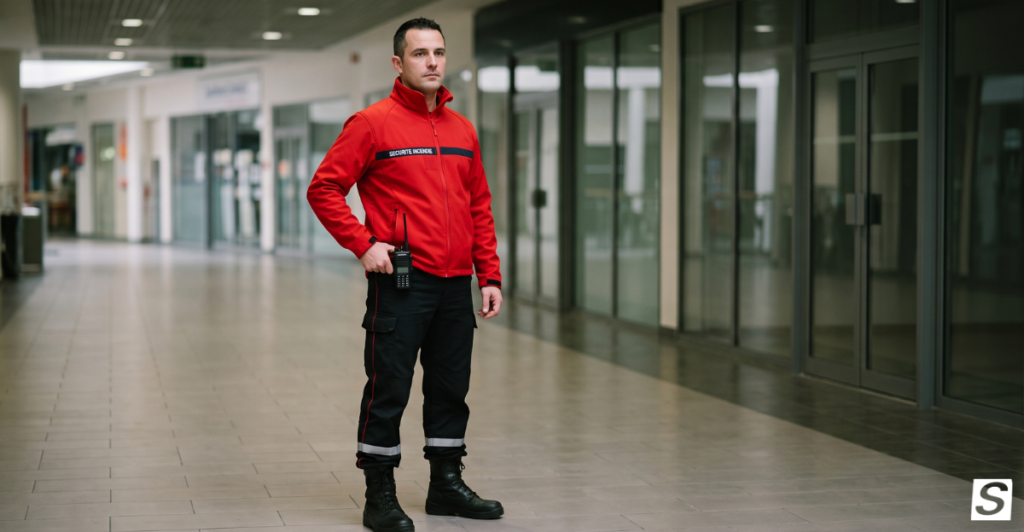 Agent de sécurité incendie niveau 1 sur son lieu de travail.