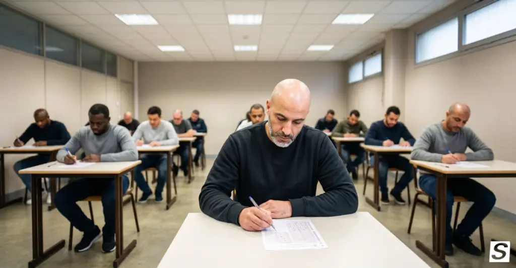 Candidats qui passent le QCM de l'épreuve écrite SSIAP 3.